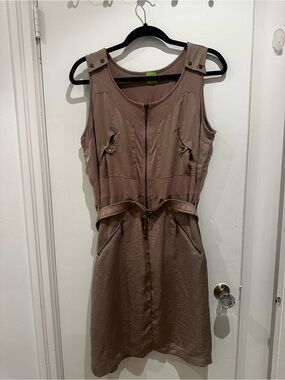 Adam Jacobs Sleeveless Mauve Utility Zip-Front Dress